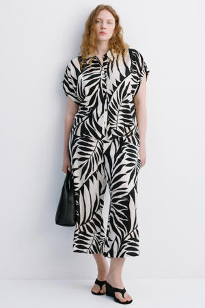 wide leg regular waist broek zwart