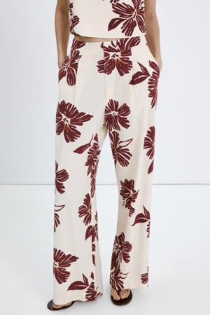 regular waist gebloemde broek beige