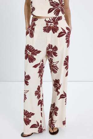 regular waist gebloemde broek beige