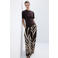 Mango wide leg high waist casual broek met zebraprint bruin