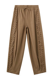 thumbnail: Mango straight regular waist casual broek broderie bruin