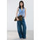 Mango cropped top broderie lichtblauw