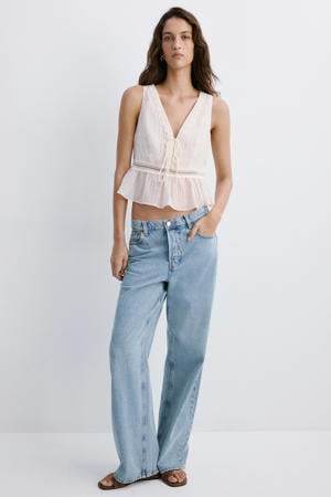 cropped top broderie beige