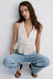 thumbnail: Mango cropped top broderie beige