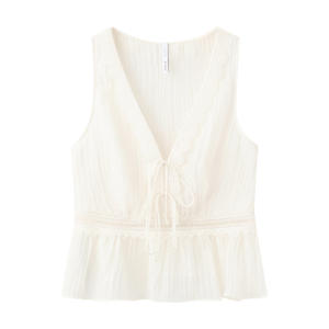 cropped top broderie beige