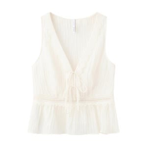 cropped top broderie beige