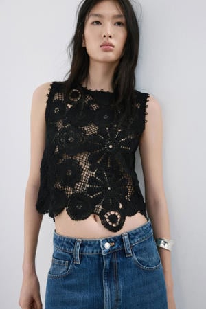 top crochet zwart
