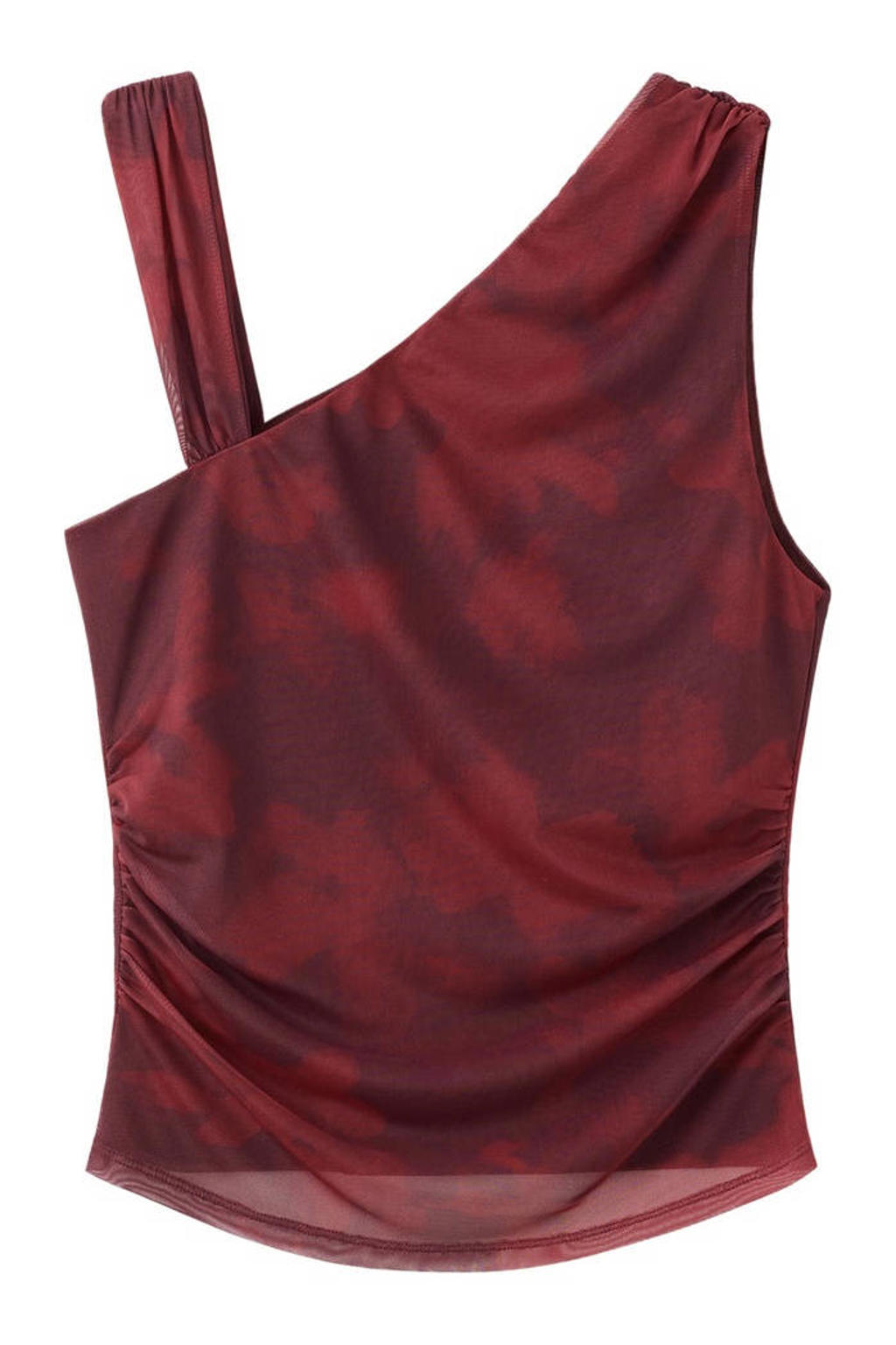Rode dames Mango top van polyester met effen en one shoulder
