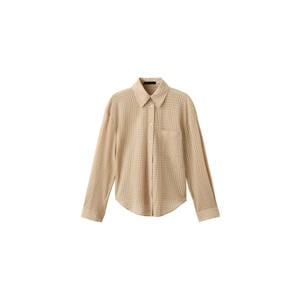 geruit blouse beige