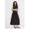 Mango midi rok donkerbruin