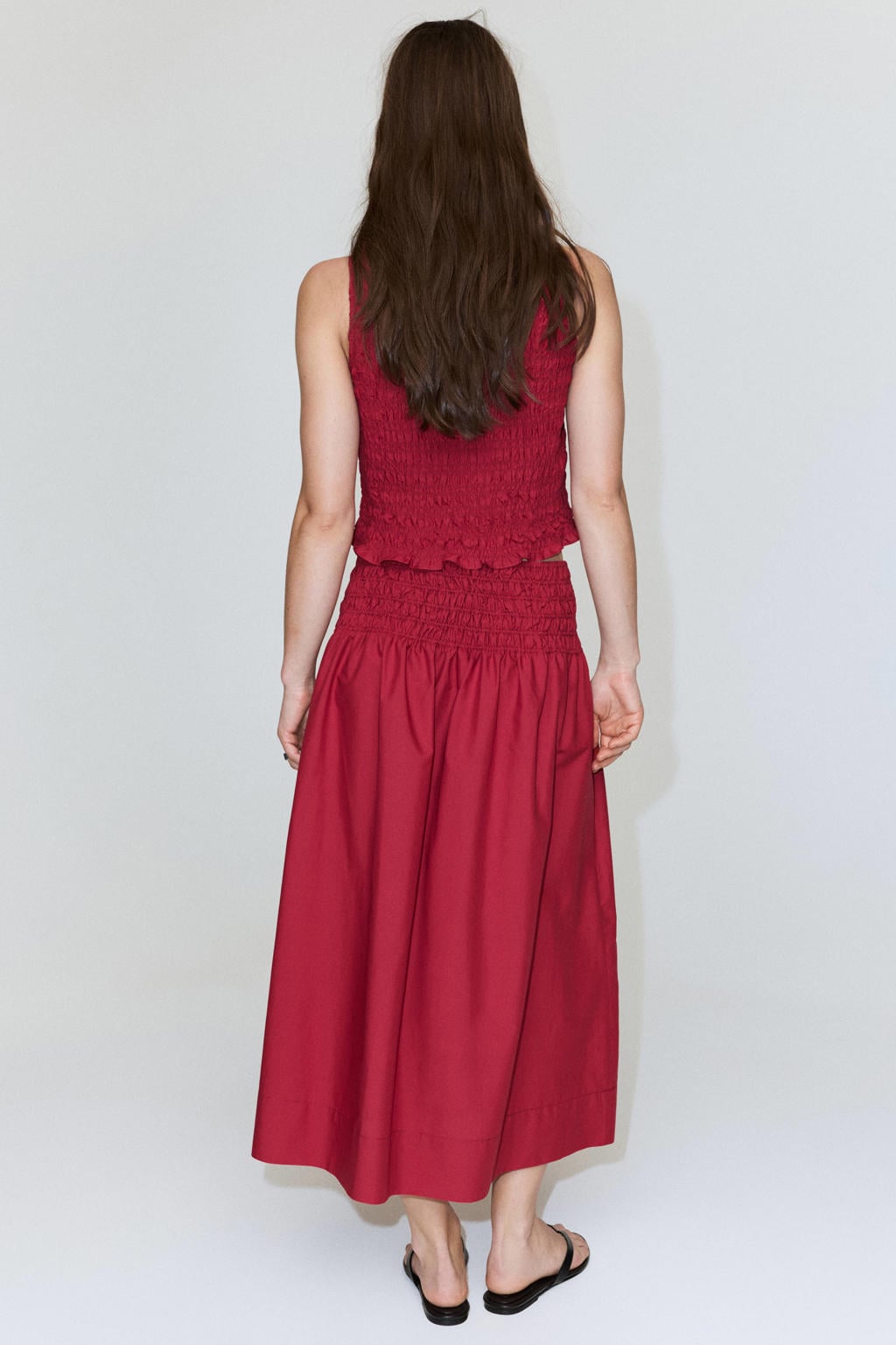 Rode dames Mango midi rok gemaakt van lyocell en met elastische tailleband