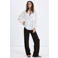 Mango wide leg regular waist broek bruin