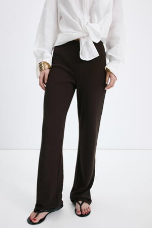 wide leg regular waist broek bruin
