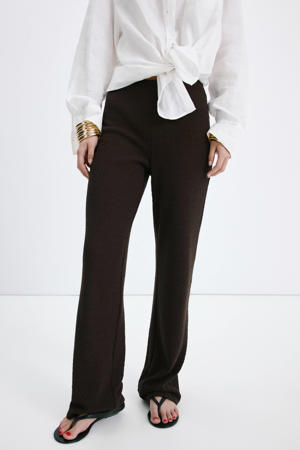 wide leg regular waist broek bruin