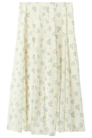 gebloemde midi rok maxi rok ecru