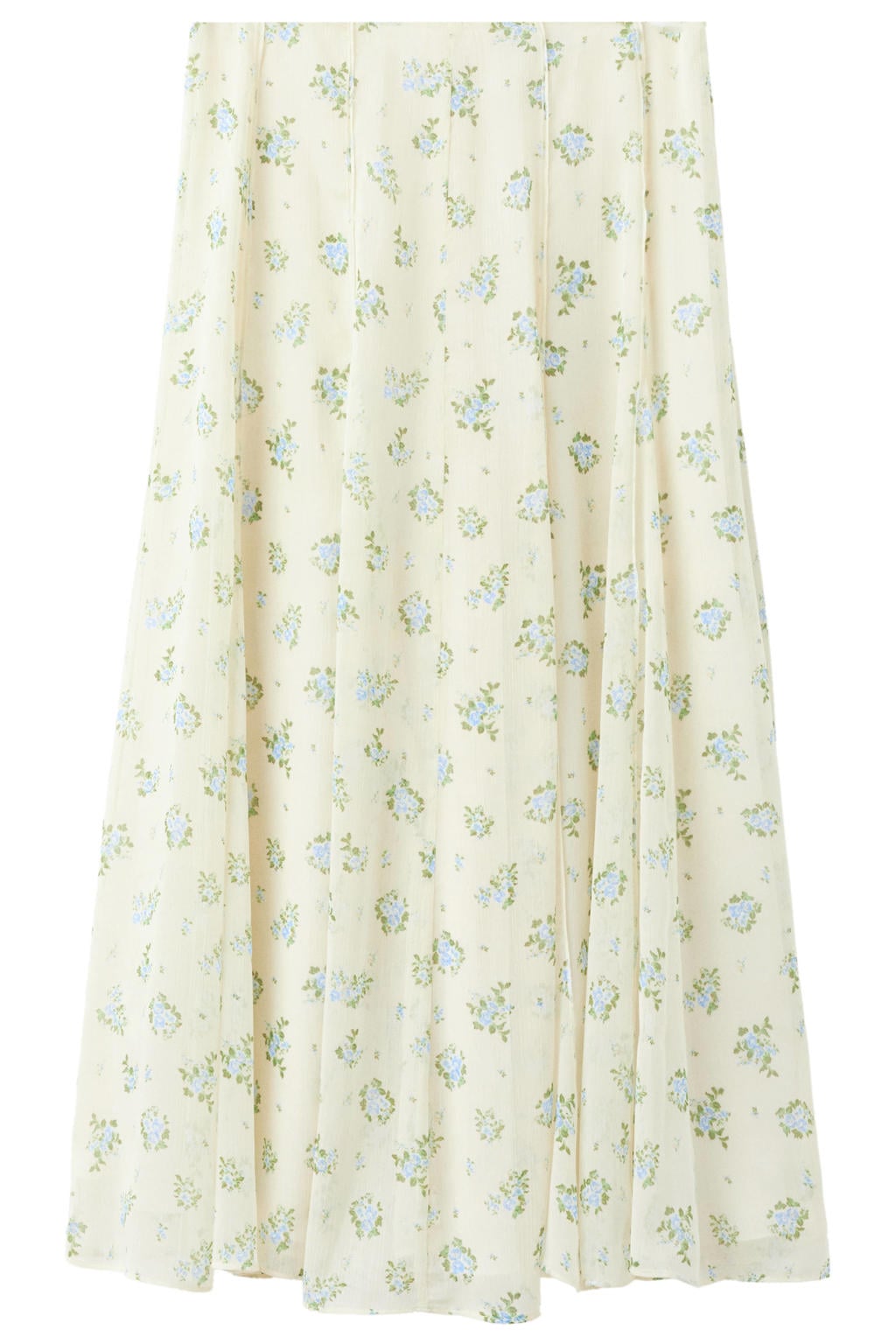 Ecru, groen en blauwe dames Mango gebloemde midi rok maxi rok gemaakt van polyester en met ritssluiting