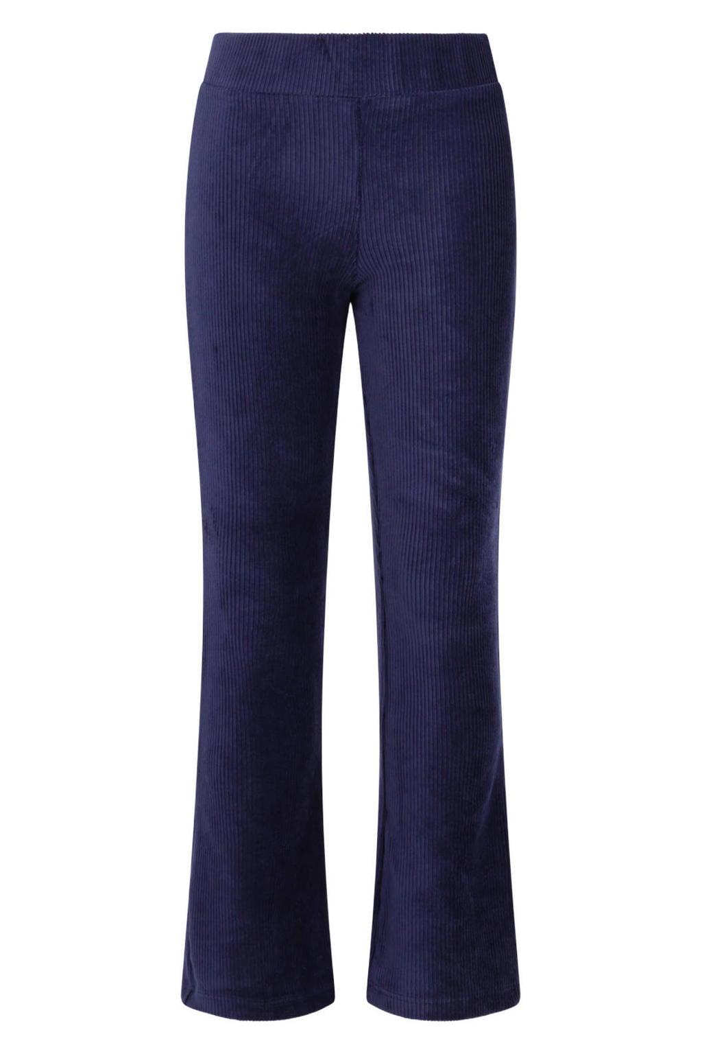Donkerblauwe meisjes TYGO & vito fluwelen flared broek met regular waist en elastische tailleband