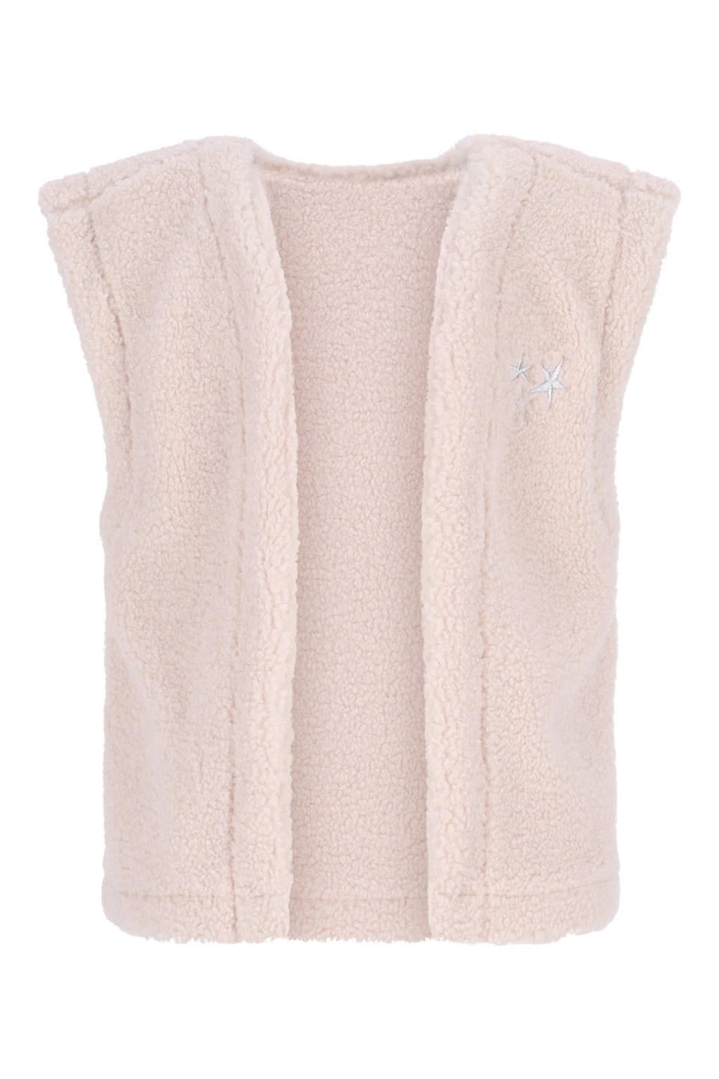 Beige meisjes TYGO & vito teddy gilet met effen en ronde hals