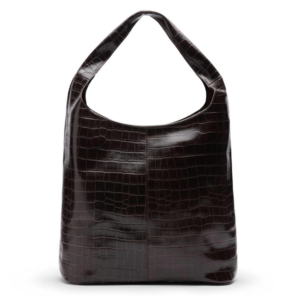 Manfield leren shopper donkerbruin