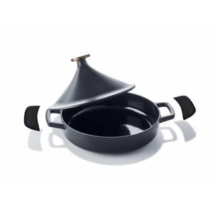 Tajine Nori Inductie ø 28 cm / 3 liter + Gratis Leren Handvaten - geëmailleerde anti-aanbaklaag - geschikt voor alle warmtebronnen