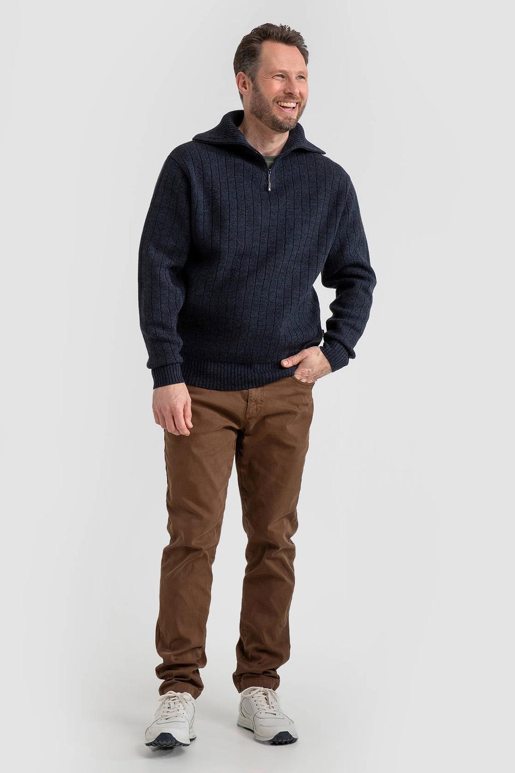 Life-Line relaxed fit schipperstrui met wol - marineblauw