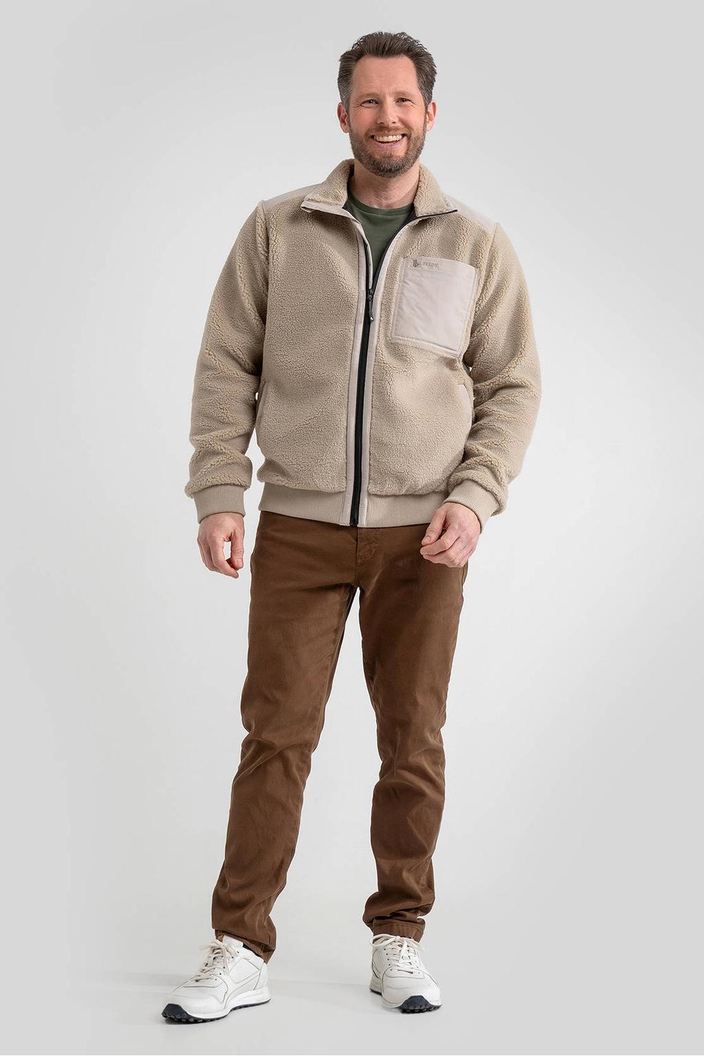 Beige heren Life-Line outdoor jas van polyester met lange mouwen, capuchon en ritssluiting