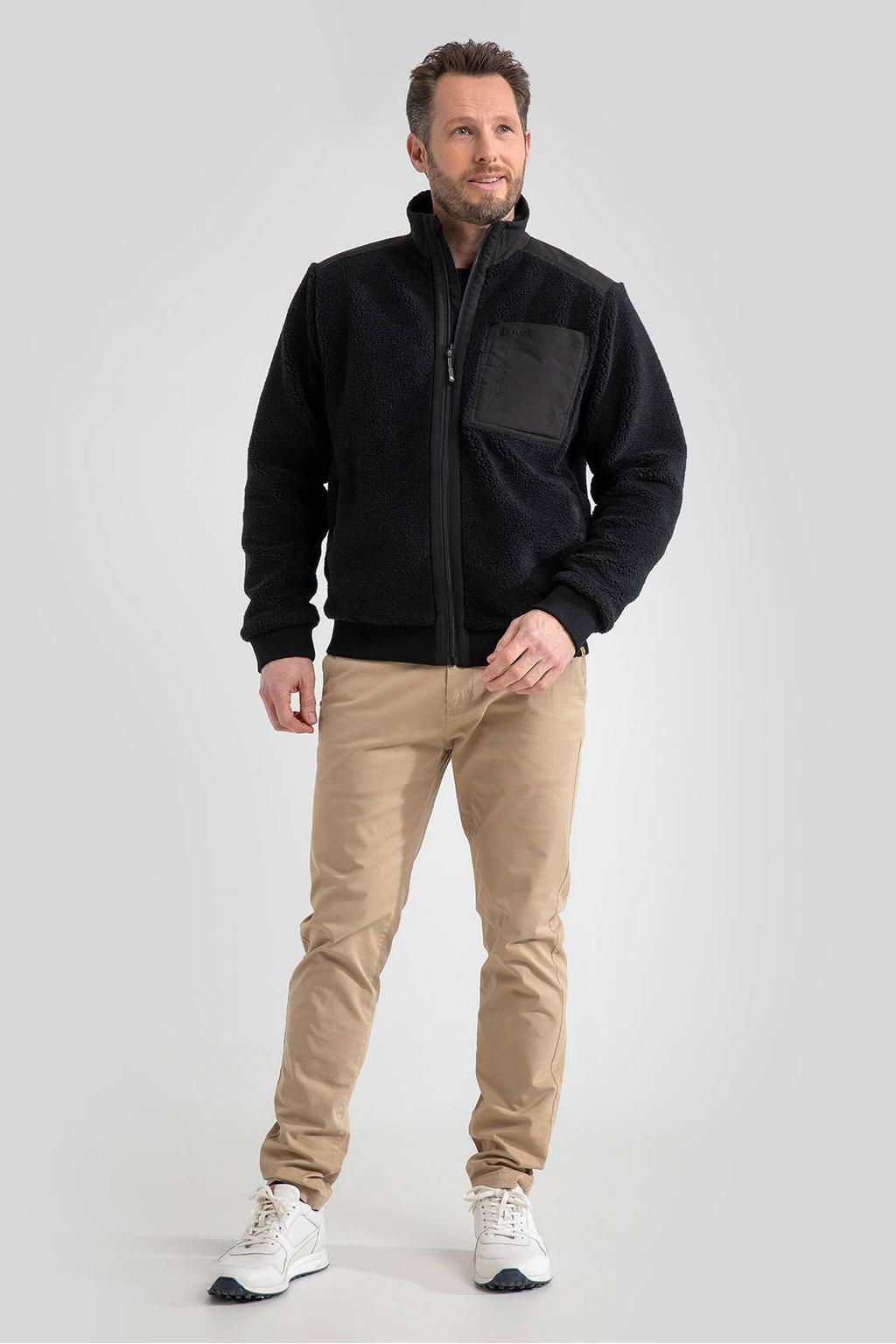 Zwarte heren Life-Line outdoor jas van polyester met lange mouwen, capuchon en ritssluiting