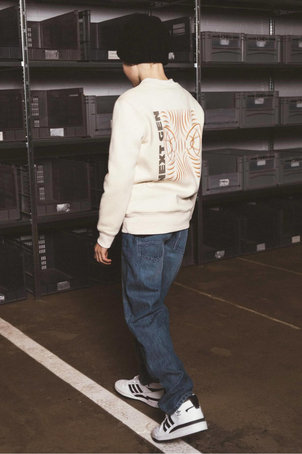 Lichtgrijze jongens TYGO & vito NextGen sweater met effen, lange mouwen, ronde hals en geribde boorden