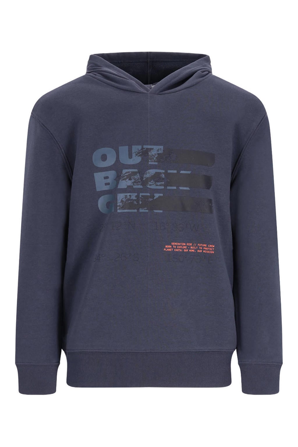 Donkerblauwe jongens TYGO & vito NextGen hoodie van sweat materiaal met lange mouwen en capuchon