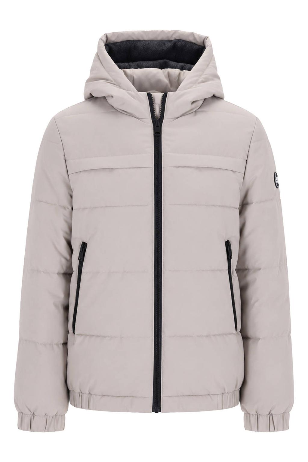 Grijze jongens TYGO & vito NextGen gewatteerde winterjas van polyester met effen, lange mouwen, capuchon en ritssluiting