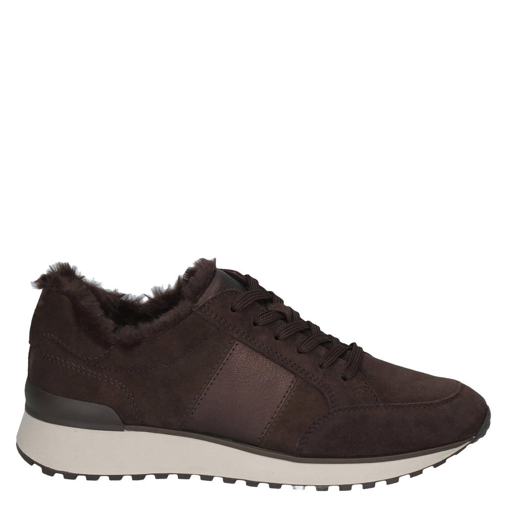 Donkerblauwe dames Caprice Kaia suède sneakers - met veters
