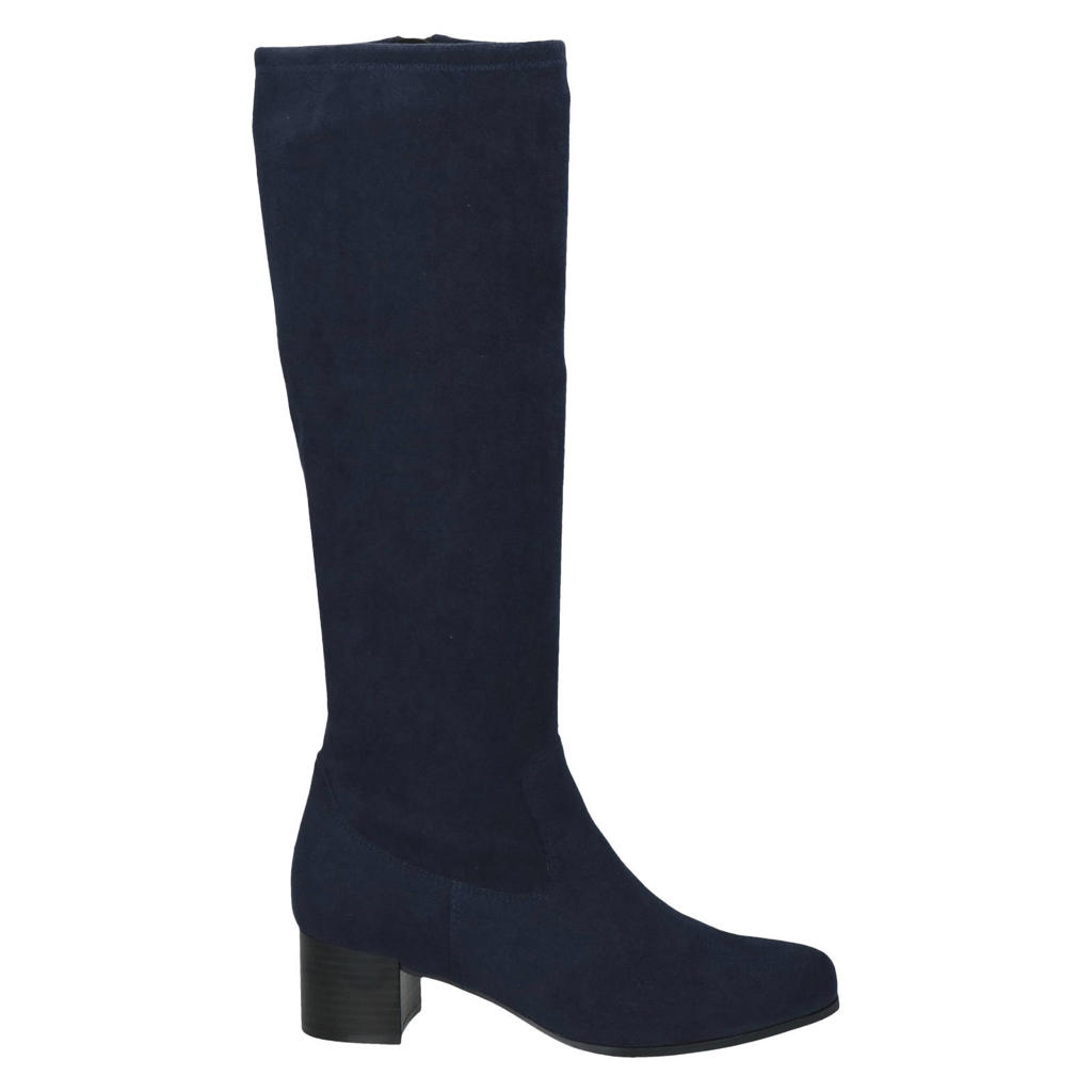 Caprice Narnia suèdelook laarzen met blokhak - donkerblauw