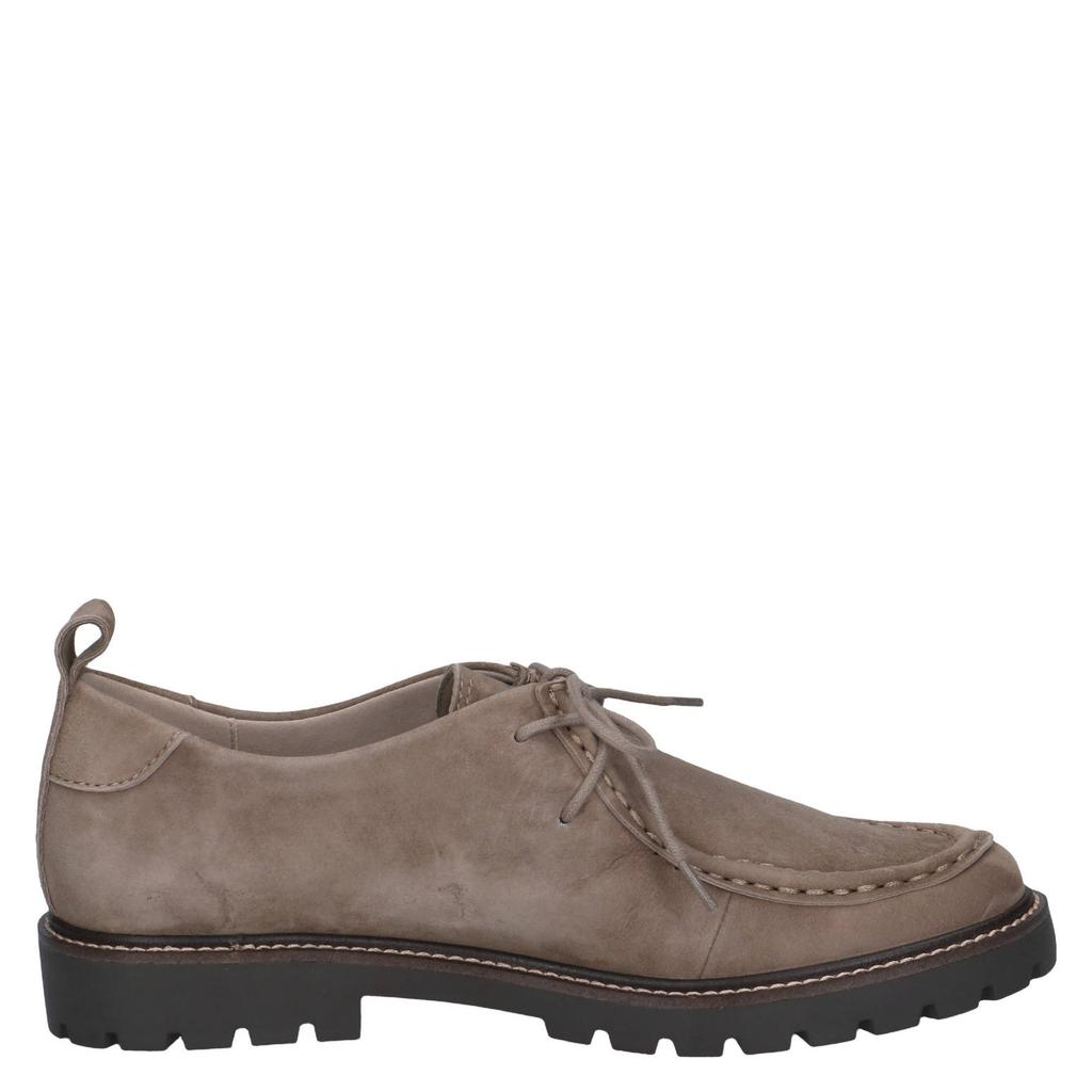 Taupe dames Caprice suède veterschoenen met profielzool -