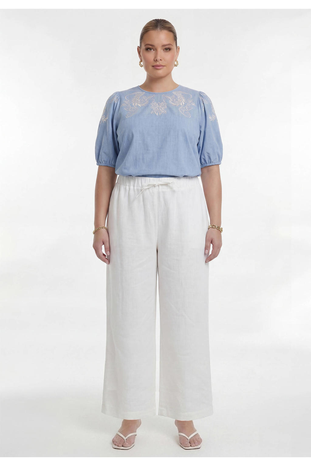 YOEK linnen broek Plus Size - wit