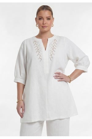 linnen tuniek Plus Size - wit