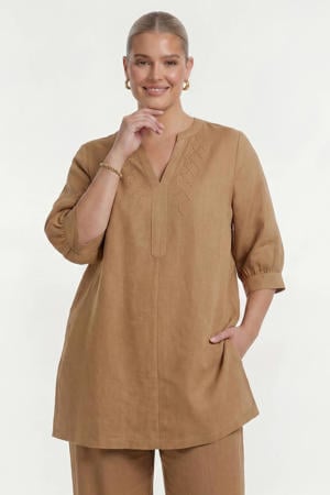 linnen tuniek Plus Size - lichtbruin