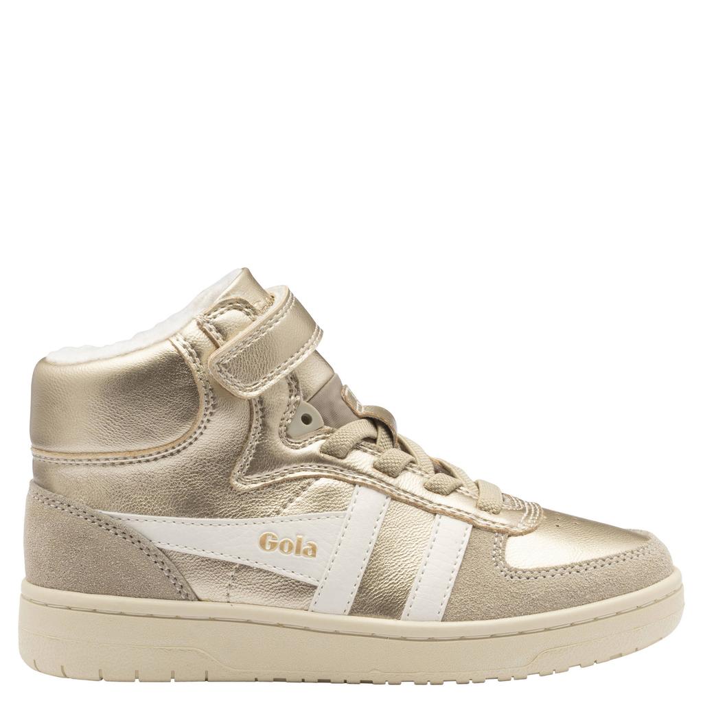 Goud en witte meisjes Gola sneakers - van 80% overig/20% leer met elastische veter- met klittenbandsluiting