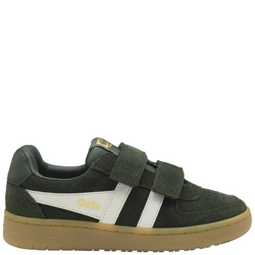 Gola Hawk Strap leren suède sneakers donkergroen/wit