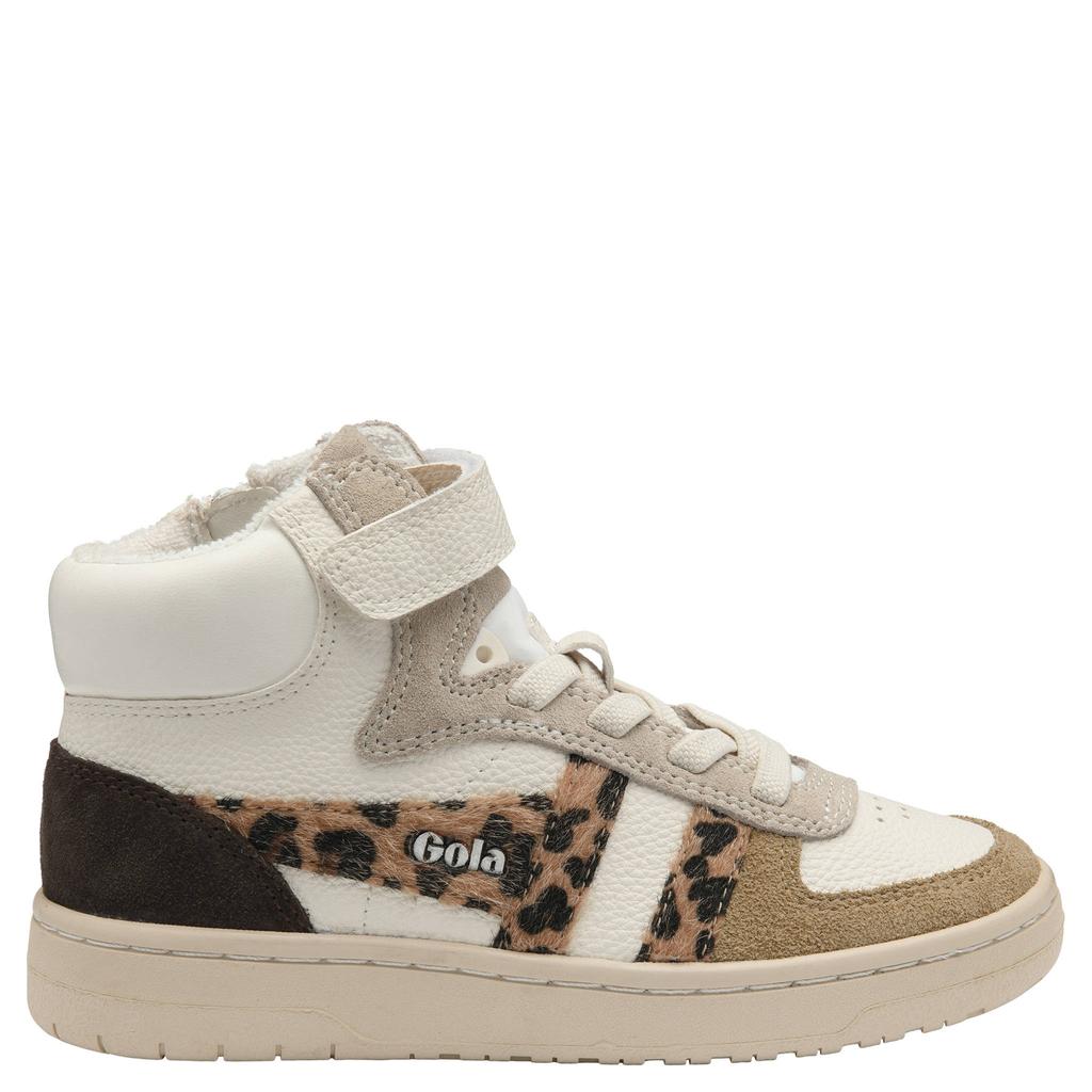 Wit en bruine meisjes Gola sneakers - van 80% overig/20% leer met elastische veter- met klittenbandsluiting