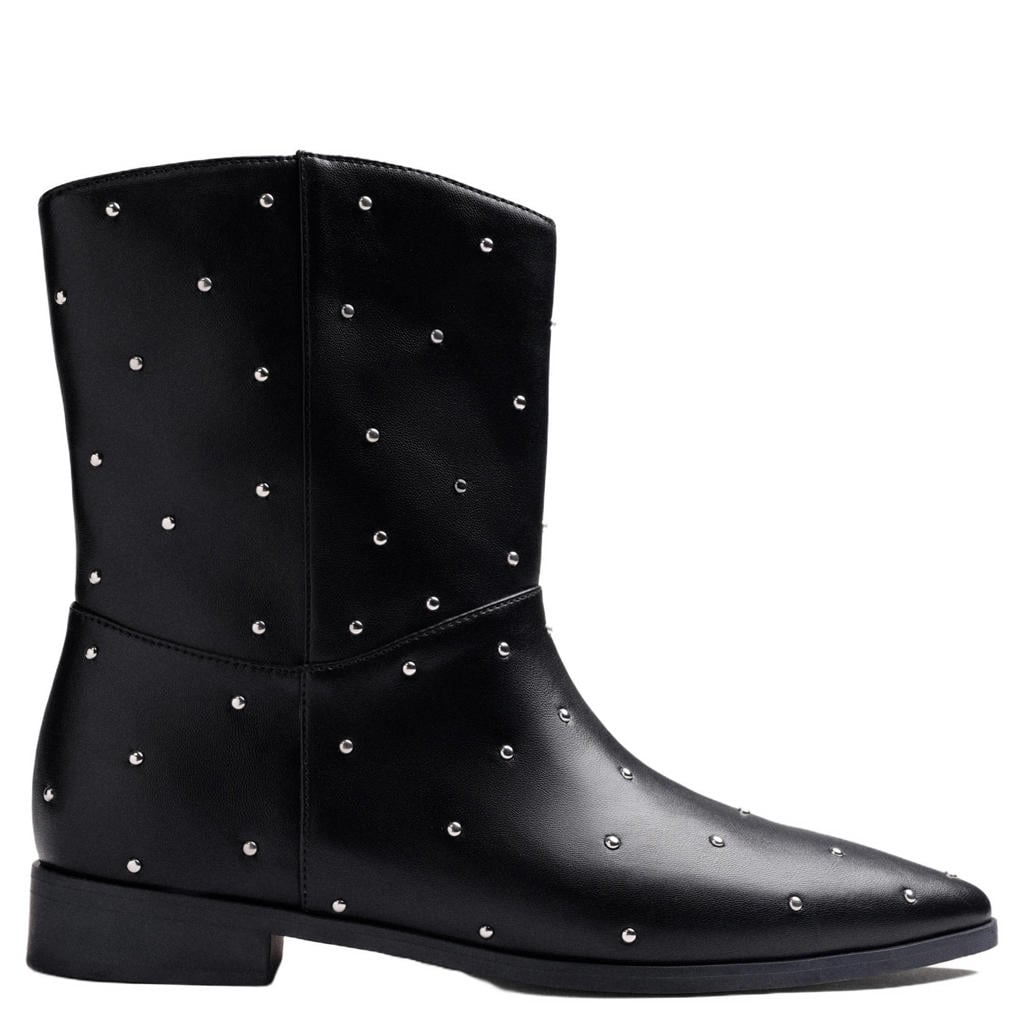 Zwarte dames Gioseppo imitatieleren enkellaarsjes met studs en print - met blinde ritssluiting