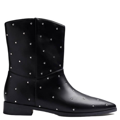 Gioseppo imitatieleren enkellaarsjes met studs en print zwart