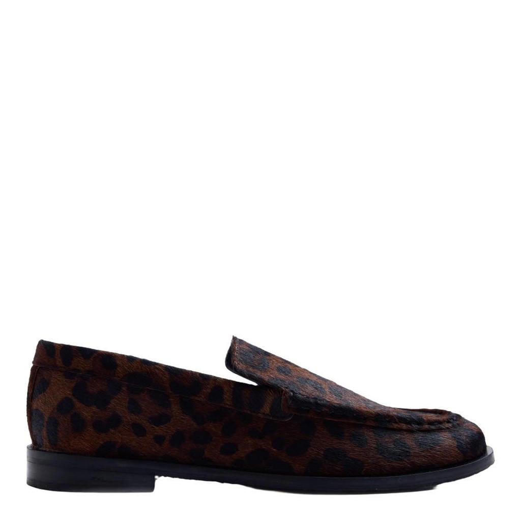 Gioseppo loafers met panterprint - bruin