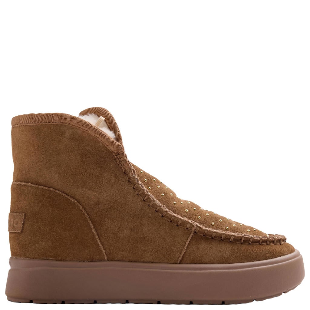Gioseppo suède enkelboots met studs - cognac