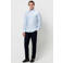 Profuomo slim gestreept casual overhemd lichtblauw