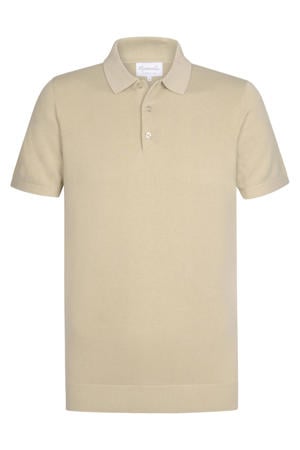 regular polo fijn gebreid beige