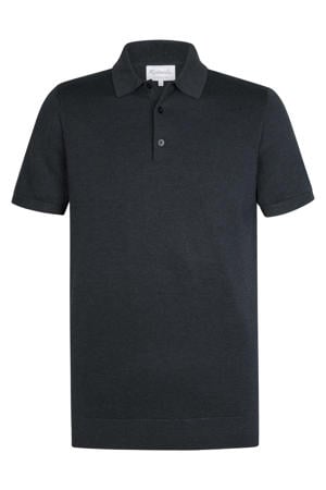 regular polo fijn gebreid donkerblauw