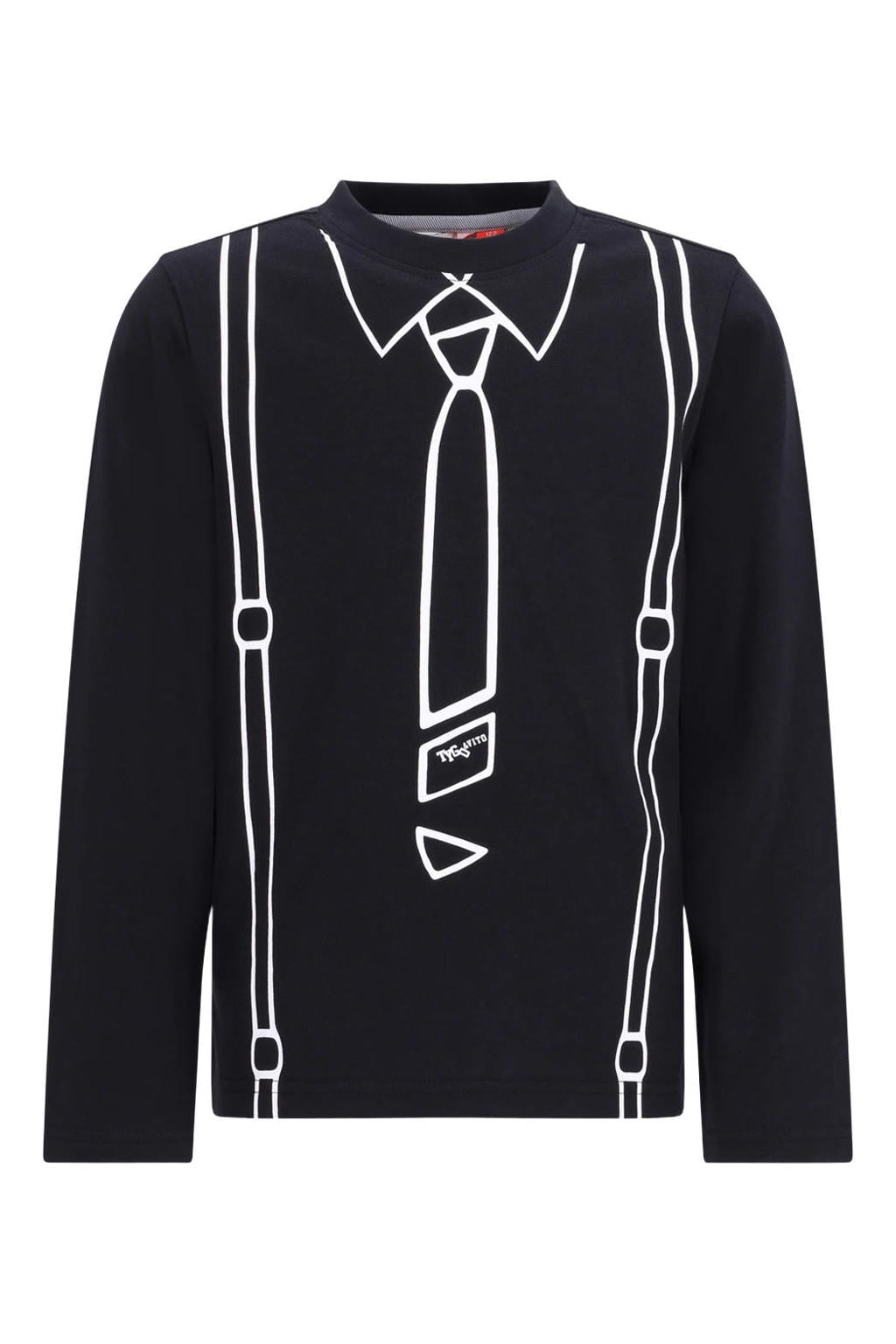 TYGO & vito rechtvallende longsleeve met print - zwart