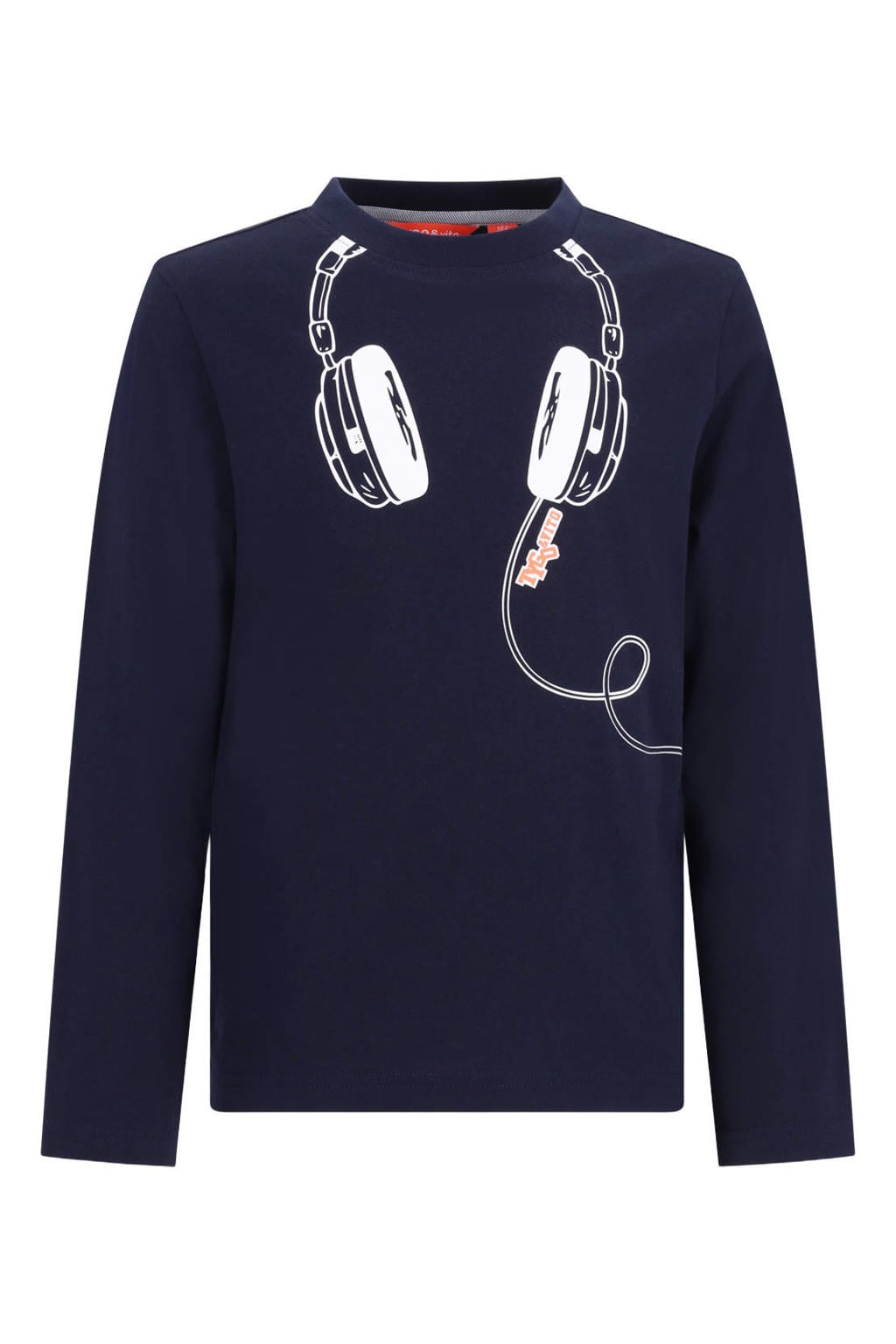 TYGO & vito rechtvallende longsleeve met print - donkerblauw