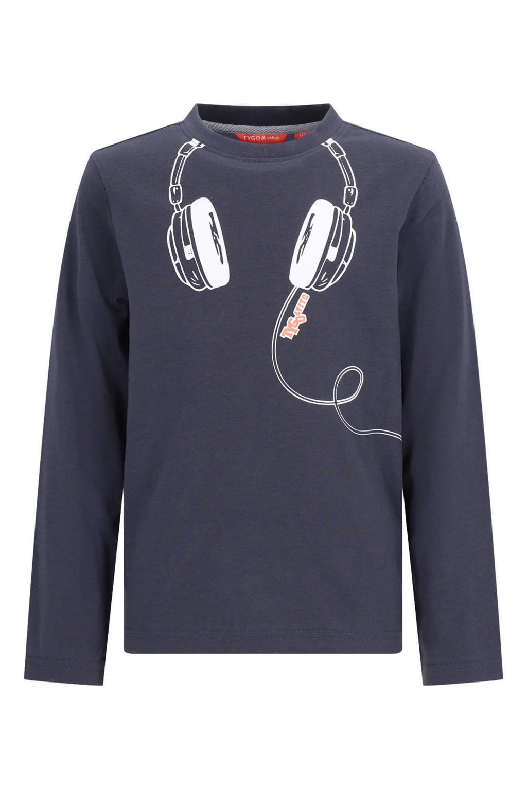 TYGO & vito rechtvallende longsleeve met print - antraciet