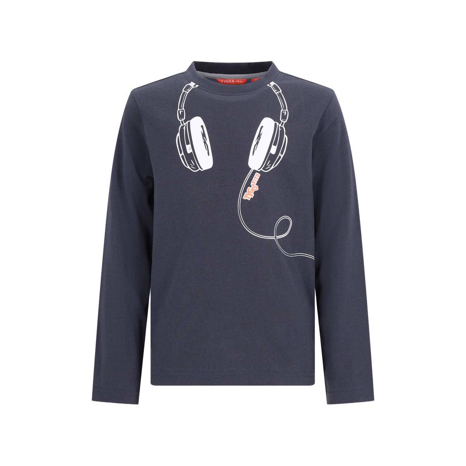 TYGO & vito rechtvallende longsleeve met print antraciet